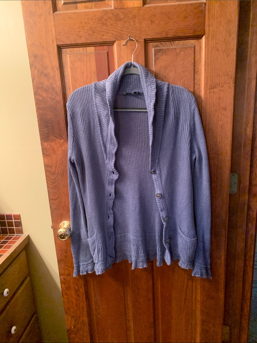 Ralph Lauren Woman’s BLUE shawl cardigan sweater. SO-SOFT, Medium size.